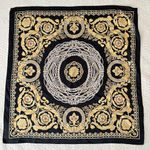 Vintage Gold Baroque Jewels Coronation Kaleidoscope Bejeweled Handkerchief Scarf Black Photo 7