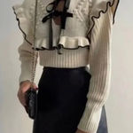 ZARA Bow Tie Knit Ruffle Sweater Size Medium 5802/008/064 Photo 0