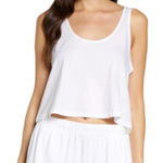 Lunya Organic Pima Cotton Cropped Tank Sleep Shirt in White Size XS Photo 0