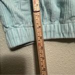 Forever 21  Baby Blue Cropped Corduroy Drawstring Hooded Bomber Jacket - Medium Photo 4