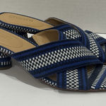 Chico's  Woven Criss Cross Block Heel Sandals Blue Slip On Size 9.5 MSRP $148 Photo 0