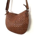 Anthro Vilenca Holland Cognac Leather Woven Crossbody Bag Boho Chic Timeless Brown Photo 0