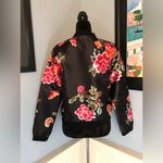 NWT Black Scarf Print Floral Satin Bomber Jacket Sz S Photo 2