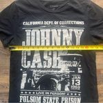 Johnny Cash Womens Black Folsom Prison Flyer Graphic T Shirt Band Tee Sz Medium Photo 2