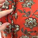 Loft  0 xs burnt orange terracotta paisley boho print mock neck button LS dress Photo 6