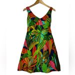 Vintage 70s Womens Mini Dress Tropical Colorful Hawaiian Floral Size Small Photo 2