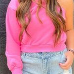 Pink One Shoulder Sweatshirt Photo 0