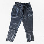 Avec Les Filles Black Faux Leather Belted High Rise Straight Pants Size Medium Photo 2