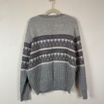 Mens Fair Isle Geometric Pattern Crewneck Grandpa Sweater XL Acrylic Gray Photo 7
