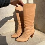 Dingo Vintage 80s high heeled suede yellow tan leather braid detail boots Photo 4
