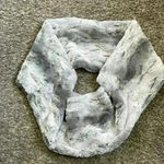 Loft faux fur, minky infinity, gray and white wrap scarf Photo 1
