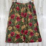 Westbound Skirt Womens XL Green Floral Cotton Linen Blend Pockets Vintage Photo 3