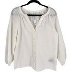 Gap Women's Textured Notched Mandarin Collar Self-Design Blouse White Small NWT Photo 0