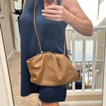The Drop Brown Vegan Leather Ruched Crossbody Bag Asymmetrical Bag Purse Women Tan Photo 1