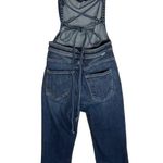 MOTHER Tie Back Hustler Ankle Fray Jumpsuit in Pardon My French Wash Blue Size 26 Photo 9