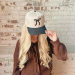 GRACE LILLY Black Coquette Bow Trucker Hat Tan Photo 0