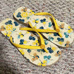 Tory Burch  Floral Flip Flops Yellow Floral Slim Strap- Size 8 Photo 0