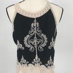Ultra Pink  Womens Embroidered Crochet Lace Tank Top Black Size Medium Photo 0