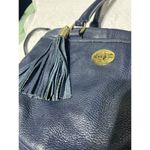 Tommy Hilfiger Navy Blue Genuine Leather Satchel With Tassel Accent & Gold Hard Photo 1