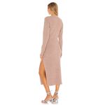 LPA REVOLVE Womens Long Sleeve Ribbed Side Slit Basic Midi Dress Size M Nude Photo 1