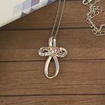 Cross CZ I Love You Sterling Silver Necklace Photo 1