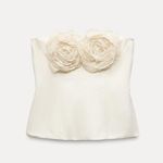 ZARA Elegant Cream Floral Bustier Top Photo 5