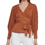 BCBGMAXAZRIA  Pleated Shoulder Wrap Ruffled Top Blouse Size Medium Photo 1