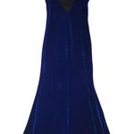 NWT Sapphire Blue Velvet &‎ Black Lace Maxi Dress Whimsigoth Gothic Witchy Photo 0