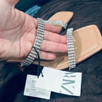 ZARA NWT  Rhinestone Strap Heeled Leather Sandals size 37 6.5 US Photo 7