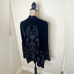Johnny Was NTM:  Black Velvet Embroidered Floral Open Front Cardigan Size M Photo 14