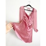 We Wore What NWT Silky Cowl Neck Mini Dress Size 4 Pink Long Sleeve Aline Photo 9