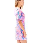 Lilly Pulitzer  Fiesta Stretch Dress 00 Pink Aquadesiac Ruffle Sleeve Mini Summer Photo 7