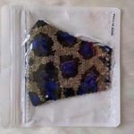 Silver & Blue Leopard Sequin Face Mask Multiple Photo 4