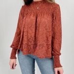Anthropologie  Deletta Amanna Lace Peasant Blouse Floral in Rust Size S Photo 0