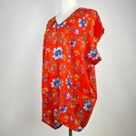 Johnny Was NWOT  Floral Oversize Short Sleeve Top Blouse Women Size S Red V-Neck Photo 8