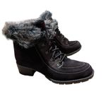 Sporto Size 8 NEW HOLLY Womens Ankle Boots Leather Faux Fur Brown Lace Up Heeled Photo 6