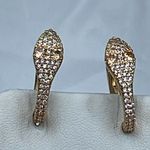 NWT Gold colored Crystal Avenue pave CZ snake head huggie earrings Photo 4