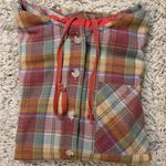 Plaid flannel hoodie with a relaxed fit Size L Orange Size L Photo 9