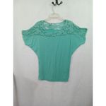 Poliana Plus Women XL Green Blouse Short Sleeve Batwing‎ Lace Photo 2