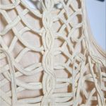 Free People  Macrame Peplum Sleeveless Medium Ivory Cream Textured Cutout Tank Photo 3