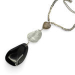 Ann Taylor  Factory Long Necklace Dark Blue Goldstone Pendant Boho Statement Photo 6