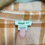 Aerie Womens Plaid Flannel Shirt Shacket Button Up Long Sleeve Peach Orange Photo 2