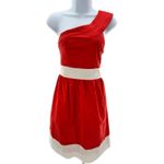 Emmelee One Shoulder Dress L Red White Colorblock Party Fit & Flare Summer Red Size L Photo 0