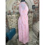 formal dress prom maxi pink floral sheer sleeves pink orange 1970s Size XL Photo 6