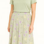 Sag Harbor A Line Skirt Light Green Floral Purple Photo 0