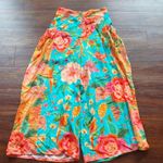 Farm Rio NWOT  Vibrant Orange Teal Floral Bohemian Wide-Leg Pants Size Small Photo 1
