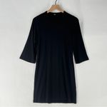 Monrow Black Stretch Tencel 3/4 Flare Sleeve Crewneck Mini Dress LBD Size S Photo 1