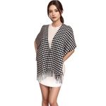 Houndstooth Black White Soft Knit Scarf New Alabama Skinny Long Fringe Unisex Photo 4