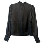 Nicole Miller  Elegant Black Lace Satin Blouse Photo 3