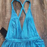 Retrofête Retrofete Tova Dress in Aqua Blue Size Large NWT Metallic Sleeveless V Neck Photo 3